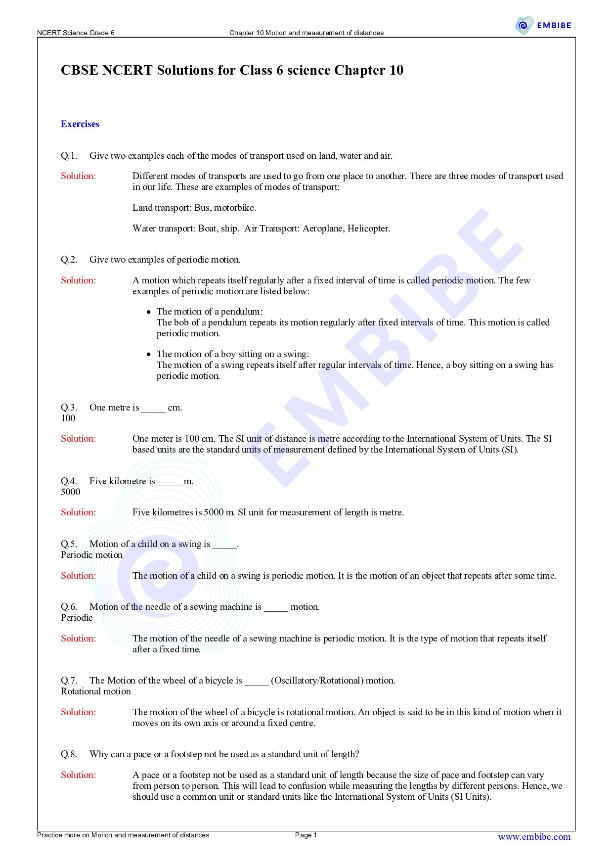 NCERT Solutions for Class 6 Science Chapter 10