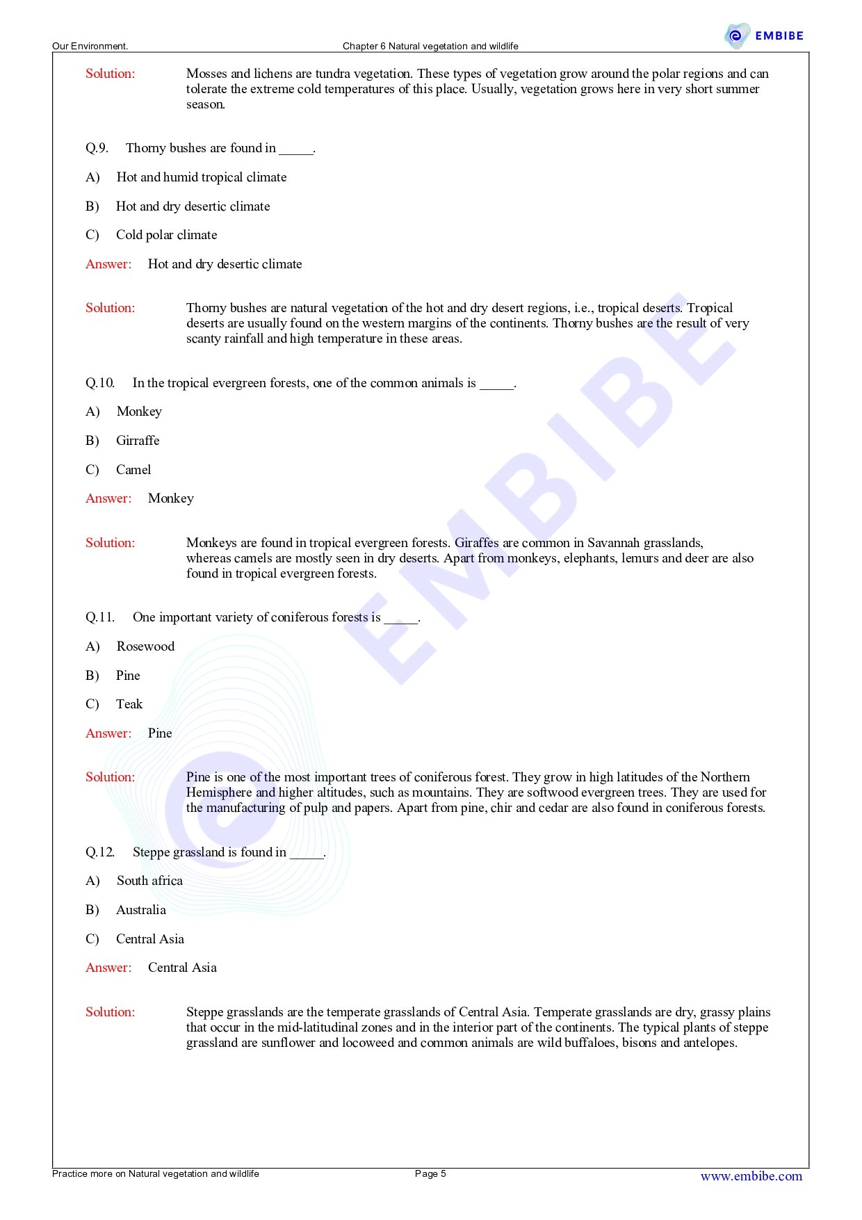 NCERT Solutions for Class 7 Geography Chapter 6